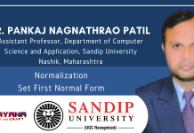 Normalization- Set First Normal Form By Dr. Pankaj Nagnathrao Patil, Sandip University Normalization - Set First Normal Form